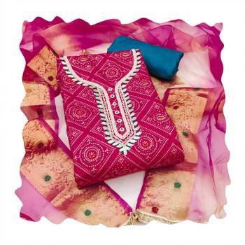 Pink hand embroidery cotton churidar dress-materials 4