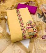 Yellow sequins cotton silk semi stitched churidar dress-materials