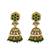 Gold plated jaipuri kundan green necklace maang tikka set