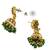 Gold plated jaipuri kundan green necklace maang tikka set