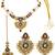 Gold plated kundan maroon jadau peacock necklace maang tikka set