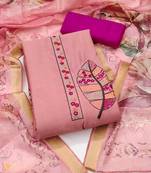 Baby-pink sequins cotton silk semi stitched churidar dress-materials
