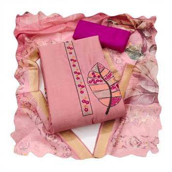Baby-pink sequins cotton silk churidar dress-materials 4