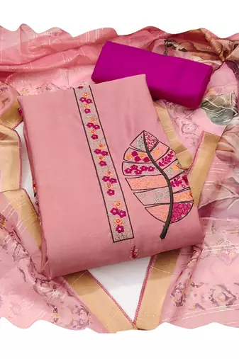 Baby-pink sequins cotton silk churidar dress-materials