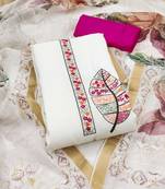 White sequins cotton silk semi stitched churidar dress-materials