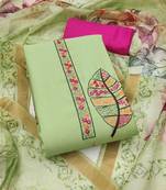 Green sequins cotton silk semi stitched churidar dress-materials