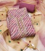 Lavender hand embroidery cotton semi stitched churidar dress-materials