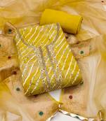 Light-green hand embroidery cotton semi stitched churidar dress-materials