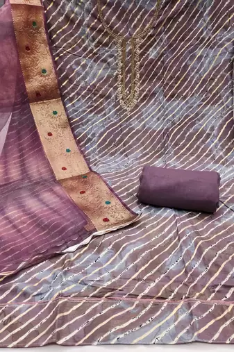 Purple hand embroidery cotton churidar dress-materials