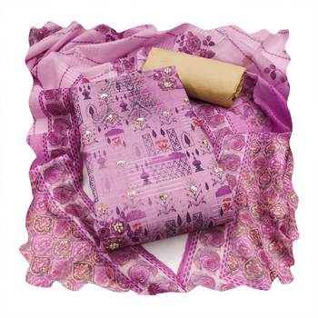 Purple hand embroidery cotton churidar dress-materials 4