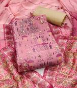 Pink hand embroidery cotton semi stitched churidar dress-materials