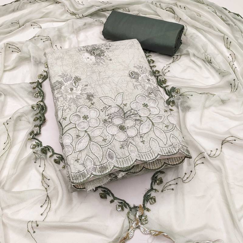 Multicolor embroidered cotton semi stitched churidar dress-materials