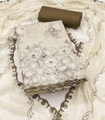 Multicolor embroidered cotton semi stitched churidar dress-materials