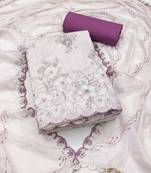 Multicolor embroidered cotton semi stitched churidar dress-materials