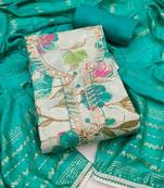 Multicolor hand embroidery cotton semi stitched churidar dress-materials