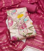 Multicolor hand embroidery cotton semi stitched churidar dress-materials