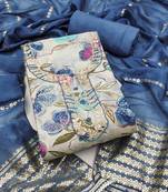 Multicolor hand embroidery cotton semi stitched churidar dress-materials