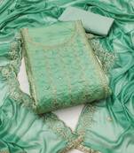 Light-green sequins viscose semi stitched churidar dress-materials