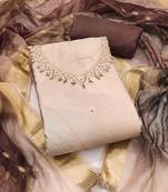 Multicolor hand embroidery cotton semi stitched churidar dress-materials