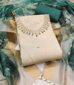 Multicolor hand embroidery cotton semi stitched churidar dress-materials