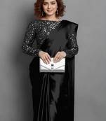 BOLLYWOOD STYLE DESIGNER SATIN ART SILK SAREE PARTY WEAR SAREE EXCLUSIVE SAREE WITH BLOUSE