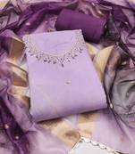 Multicolor hand embroidery cotton semi stitched churidar dress-materials