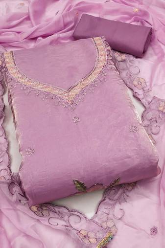 Lavender sequins viscose semi stitched churidar dress-materials
