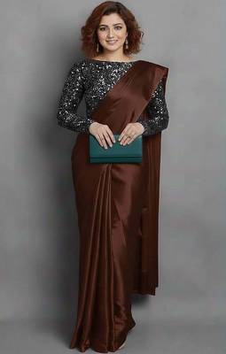 BOLLYWOOD STYLE DESIGNER SATIN ART SILK SAREE PARTY WEAR SAREE EXCLUSIVE SAREE WITH BLOUSE 1