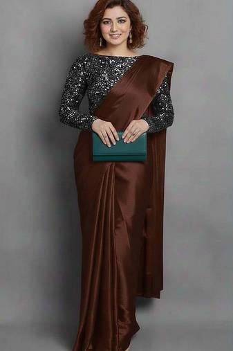 BOLLYWOOD STYLE DESIGNER SATIN ART SILK SAREE PARTY WEAR SAREE EXCLUSIVE SAREE WITH BLOUSE