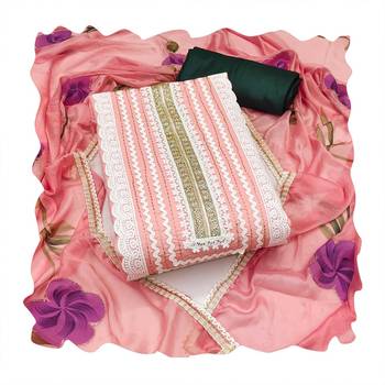 Peach hand embroidery cotton silk churidar dress-materials 4