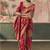 Red bandhej weaving work faux khaddi georgette saree