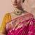 Rani pink bandhej weaving work faux khaddi georgette saree