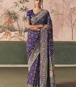 Violet bandhej weaving work faux khaddi georgette saree
