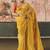 Yellow bandhej weaving work faux khaddi georgette saree