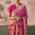Pink bandhej weaving work faux khaddi georgette saree