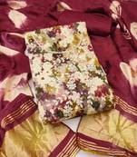 Multicolor hand embroidery cotton semi stitched churidar dress-materials