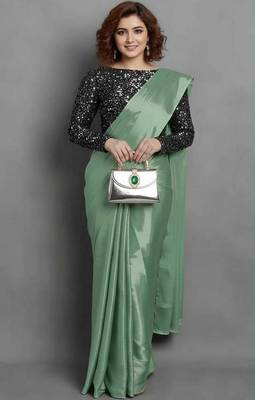 BOLLYWOOD STYLE DESIGNER SATIN ART SILK SAREE PARTY WEAR SAREE EXCLUSIVE SAREE WITH BLOUSE 1