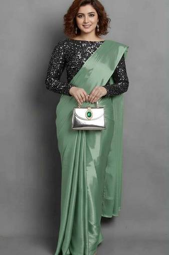 BOLLYWOOD STYLE DESIGNER SATIN ART SILK SAREE PARTY WEAR SAREE EXCLUSIVE SAREE WITH BLOUSE