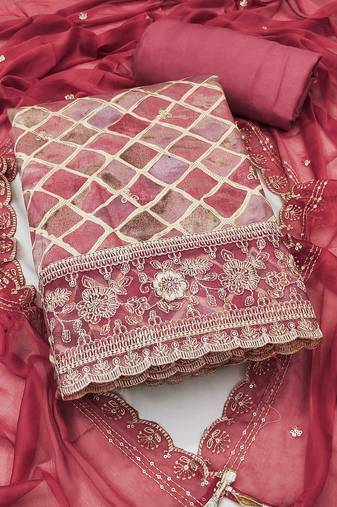 Multicolor sequins cotton semi stitched churidar dress-materials