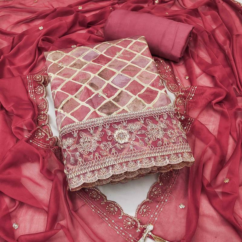 Multicolor sequins cotton semi stitched churidar dress-materials