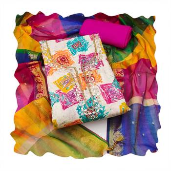 Multicolor hand embroidery cotton churidar dress-materials 4