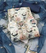 Multicolor hand embroidery cotton semi stitched churidar dress-materials