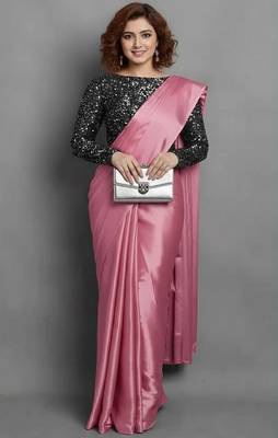BOLLYWOOD STYLE DESIGNER SATIN ART SILK SAREE PARTY WEAR SAREE EXCLUSIVE SAREE WITH BLOUSE 1