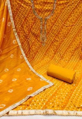 Yellow hand embroidery cotton churidar dress-materials 2