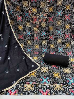 Black hand embroidery cotton churidar dress-materials 2