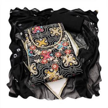 Black hand embroidery cotton churidar dress-materials 4