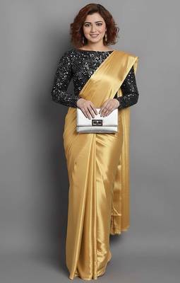 BOLLYWOOD STYLE DESIGNER SATIN ART SILK SAREE PARTY WEAR SAREE EXCLUSIVE SAREE WITH BLOUSE 1
