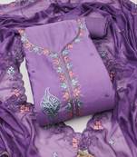 Lavender sequins cotton silk semi stitched churidar dress-materials