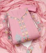Baby-pink sequins cotton silk semi stitched churidar dress-materials