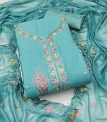 Sea-green sequins cotton silk semi stitched churidar dress-materials